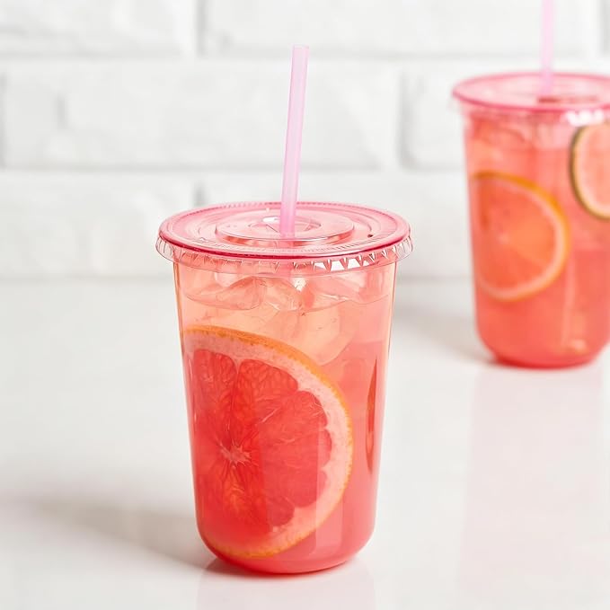100 Sets - 16oz Pink Plastic Cups - Image 4