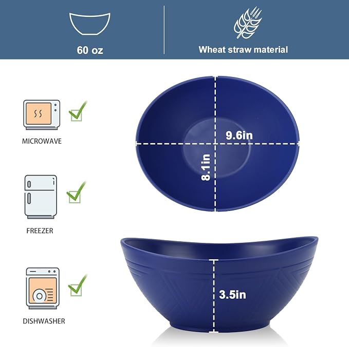 65oz Large Salad Bowls Deep Blue - Image 3