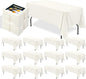 BIGTONE 12 Pack Ivory Rectangle Tablecloth 60 x 102 Inch, Cross Ribbon Packing Reusable Table Clothes for 6 Foot Tables, Wrinkle Resistant Polyester Fabric Table Cover for Wedding, Party, Banquet