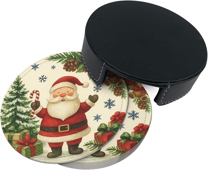 Cute Christmas Tree Santa Claus Coasters - Image 7