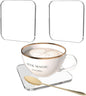 2 PCS Acrylic Coasters, Aesthetic Drink Coaster for Coffee Table, Clear Heat-Resistant Decorative Plates for Home Office Desk, Scratch-Proof Cup Protector for Kitchen Bar (Square 4'' 2 Pcs)