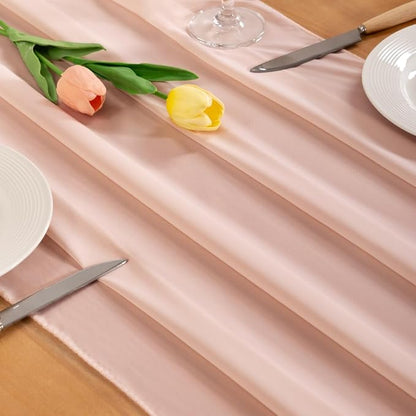 Peach Pink Chiffon Table Runner Summer Boho Wedding Birthday Party Decor | 14ft - Image 2