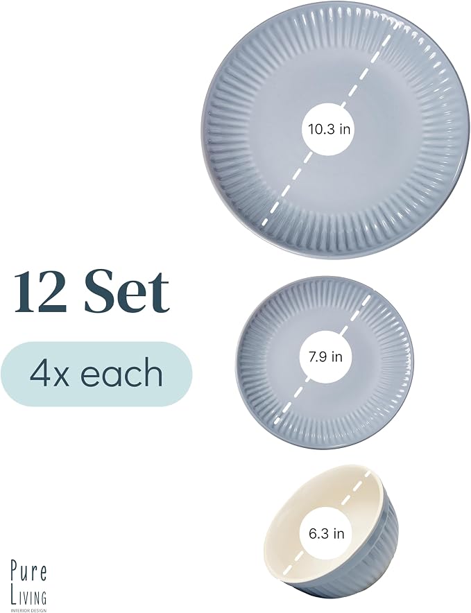 12 Piece Stoneware Dinnerware Set - Image 3