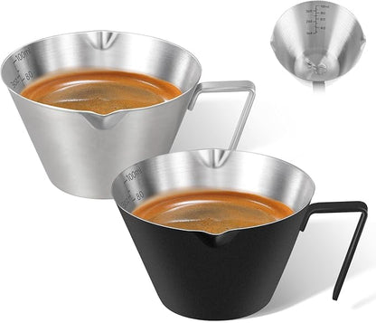2 Pc Stainless Steel Espresso Shot Cups, 3.4oz/100ml, V-Shaped Mouth by carrottimes