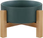 Raised Ceramic Cat Bowl - Cat Food Bowl with Bamboo Stand - Elevated Dog Food Dish for Puppies - Comfort Eating - 13.5 oz - 400 ml - Green