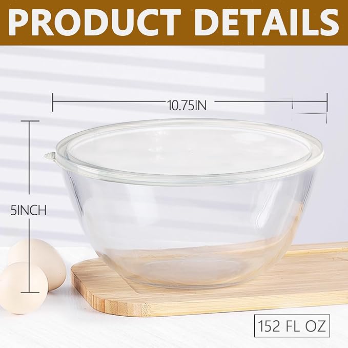 5 Quart Deep Big Glass Bowl - Image 2