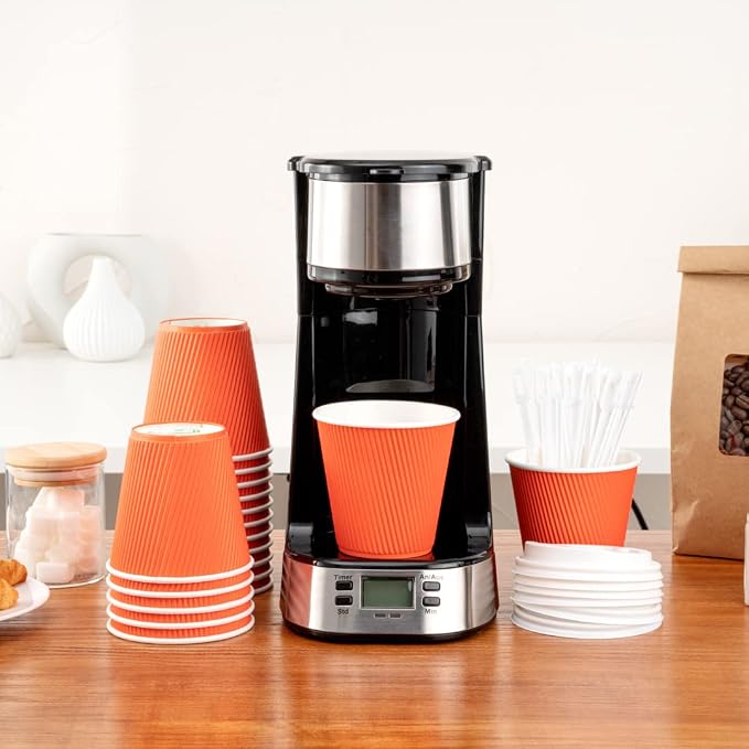 Restaurantware 8 Ounce Double Wall Disposable Coffee Cups, 500 Insulated Orange - Image 8