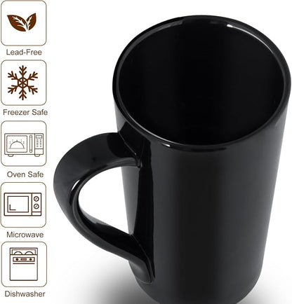 20 oz Ceramic Black Coffee Mugs Set of 6, Large Tall Coffee Mug - Image 2