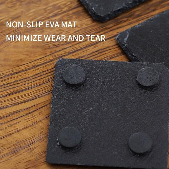 36pcs Black Slate Coasters Bulk Set 18 Round & 18 Square 4Inch Stone Coasters - Image 5