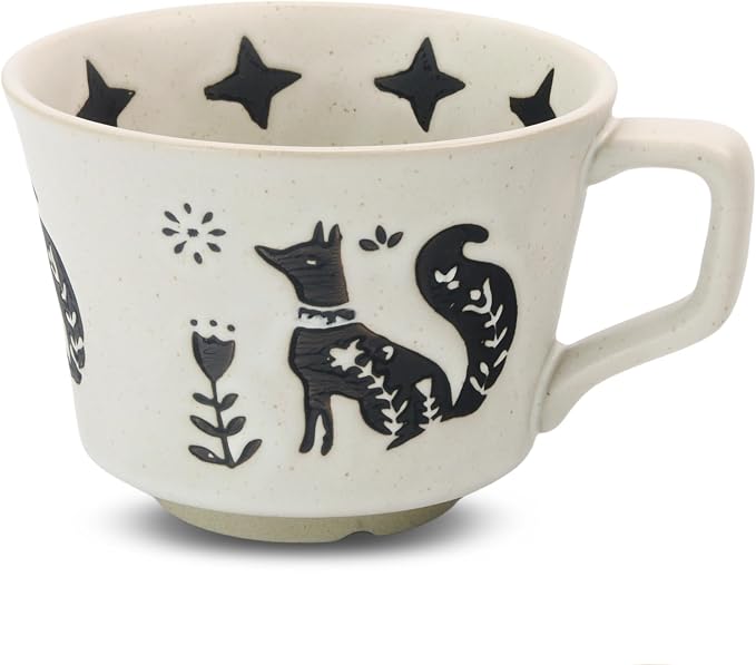 11 oz Ceramic Coffee Mug, Stoneware Teacup by LINVIA