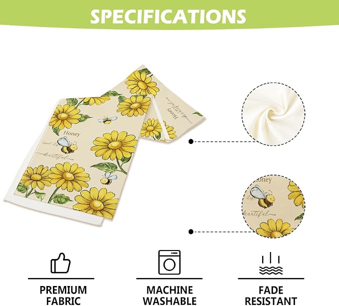Summer Bee Sunflower Table Runner Home Sweet Home Burlap Table Runners - Image 7