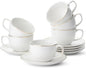 BTaT- Cappuccino Cups with Saucers 7 oz, Dishwasher Safe, Au Lait, Flat White by BrewToATea
