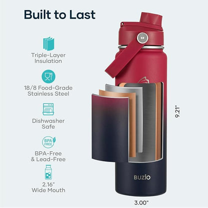 BUZIO 24 oz Insulated Stainless Steel Water Bottle - Image 4