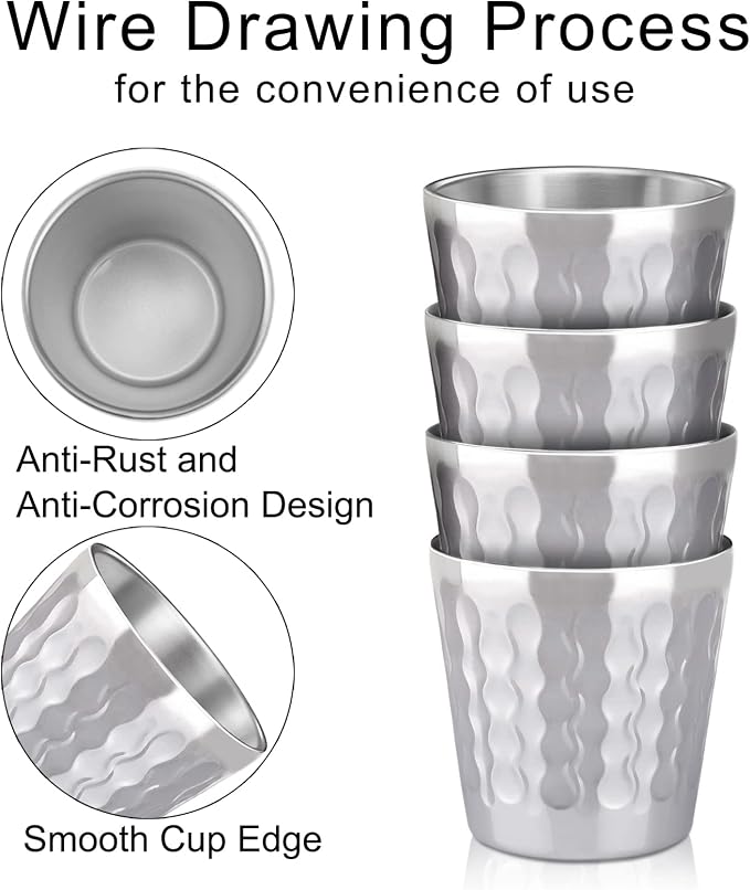 Beasea Stainless Steel Cups, 4 Pack 6oz Metal Drinking Stackable Double Wall - Image 5