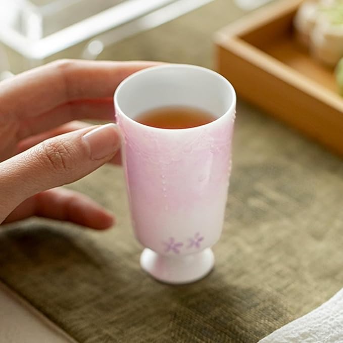 KAMMAK Ceramic Tea Cups Set of 2, 2.2 oz, Vintage Small Teacups, 704N | Hand - Image 4