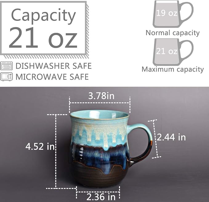 Bosmarlin Large Ceramic Coffee Mug, Big Tea Cup - Image 2