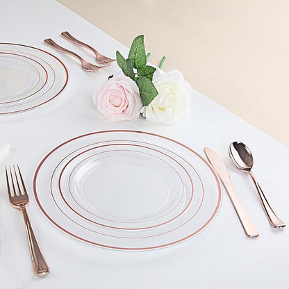 I00000 50 Pcs Rose Gold Plastic Plates, Disposable Party Set Include: 50 Clear - Image 5