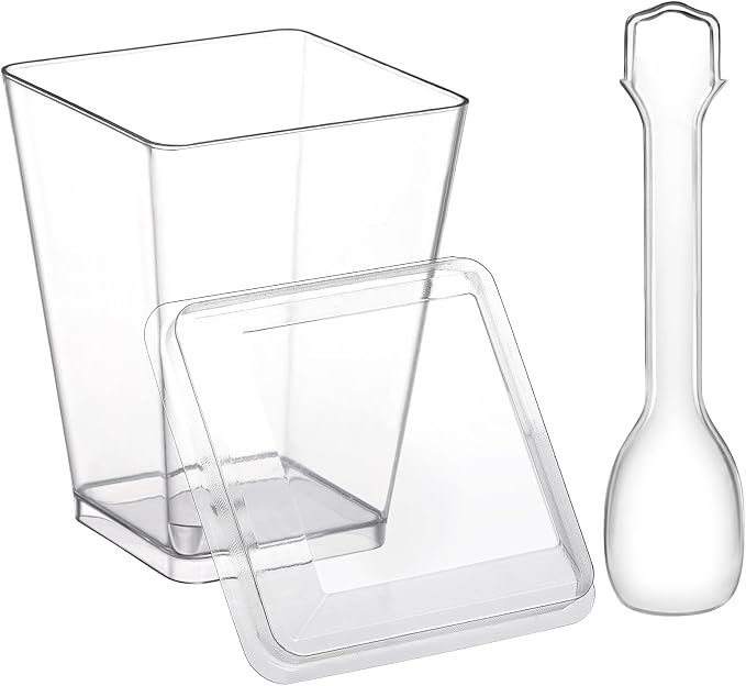 Eupako 100 Pack 5 oz Square Clear Plastic Dessert Cups - Image 7