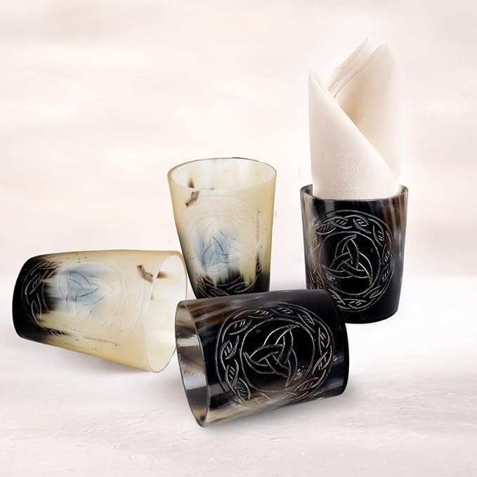 Handicrafts Home Viking Horn Shot Glasses Set of 8, Handmade Natural Ox Horn - Image 3