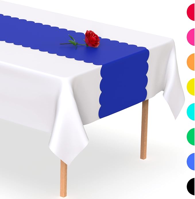 Royal Blue Scallop Table Runner, Disposable Plastic, 5 Pack - Image 7