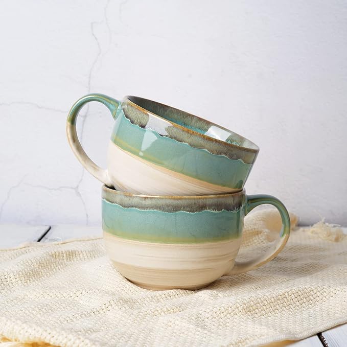 Ceramic Jumbo Coffee Mug Set of 2, 23 Oz, Large Mug Soup Bowls - Image 6