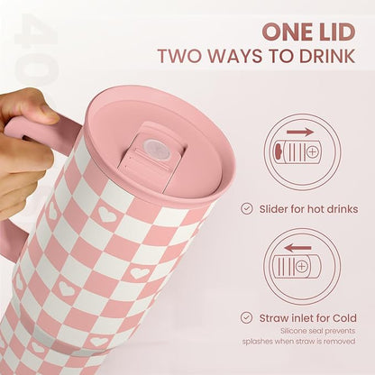 40oz Checkered and Heart Tumbler - Image 5