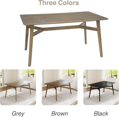 DUOMAY Modern Wooden Dining Table for 4-6 People, 59" Large Rectangular Dinner Table with Wood Legs for Home Dining Room Restaurant Farmhouse Kitchen, Grey