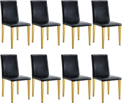 Dining Chairs Set of 8,Faux Leather with Gold Metal Legs,Armless Kitchen Room Chairs Set of 8,Max Load 300 Lbs,High Back Modern Design for Home Kitchen Living Room Bedroom