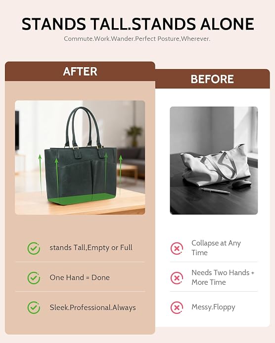 Laptop Tote Bag for Women, Leather Work Tote - Image 7