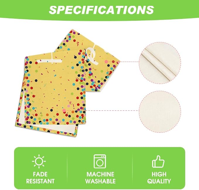 Artoid Mode Polka Dot Yellow Happy Birthday Table Runner, Seasonal Summer - Image 5