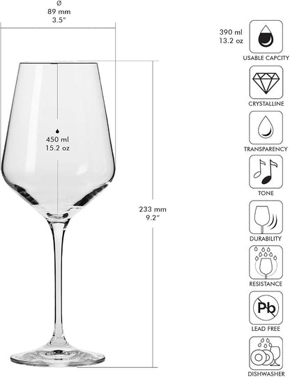 Krosno Large White Wine Glasses Set of 4 | 13.2 oz | Avant-Garde Collection | - Image 2