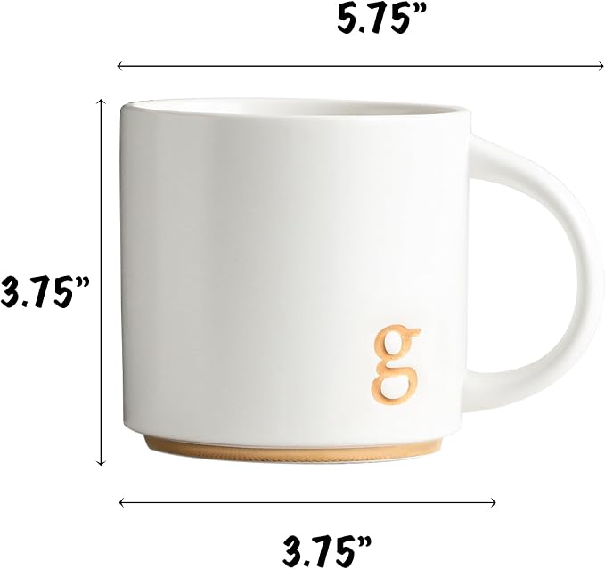 COLLECTIVE HOME Ceramic Coffee Mug, 15 oz Monogram Cup - Image 2