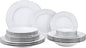 Euro Porcelain 20-pc Luxury Dinnerware Set w/Platinum Silver Ornament, HQ Dining Tableware Service for 4 (Bernadette wht.)