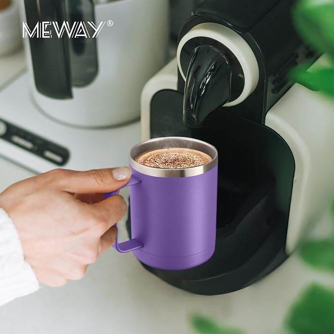 MEWAY 12oz Coffee Mug With Handle 2 Pack Bulk, Stainless Steel Insulated Travel - Image 6