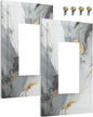 Outlet Covers Gray/Gold Marble Abstract Modern Luxury 1 Gang Wall Plate Single Rocker Light Switch Cover Decorative GFCI Receptacle Electrical Switchplate for Bathroom Bedroom Decor（2 Pack）
