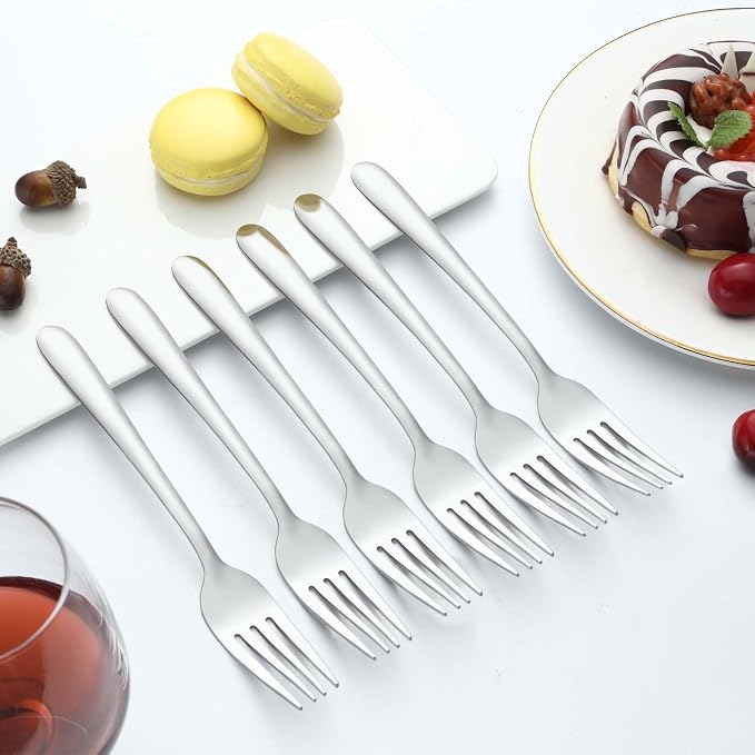 24 Pieces Dinner Forks, Forks Silverware, Food Grade Stainless Steel Flatware - Image 6