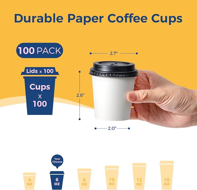 Fit Meal Prep 100 Pack 6 oz Disposable Coffee Cups - Image 2