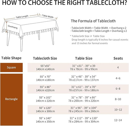 Deep Dream Tablecloths, Waterproof Table Cloth, Linens Wrinkle Free Anti-Fading, Rustic Table Cover Decoration for Kitchen Dinning Christmas(Rectangle/Oblong, 55''x140'',12-14 Seats, Light Coffee)