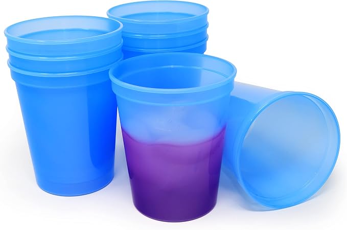 Rolling Sands 16 oz. Reusable Plastic Stadium Cups, 8 Pack, Made in USA by RollingSands