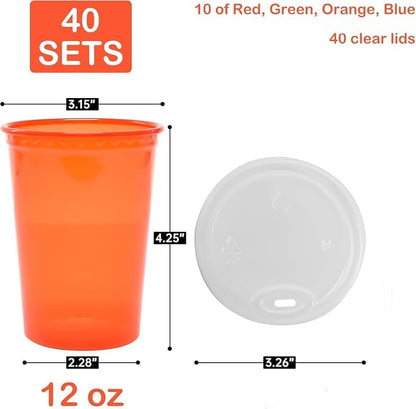 EcoDispose 40 Pack 12oz Kids Cups, Plastic Spill Proof Party Cups - Image 2