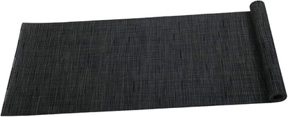SHACOS Woven Vinyl Table Runner 12x54 inch Indoor Outdoor Table Mats Wipe Clean Plastic Runners for Dining Table Coffee Table Cabinet, Black