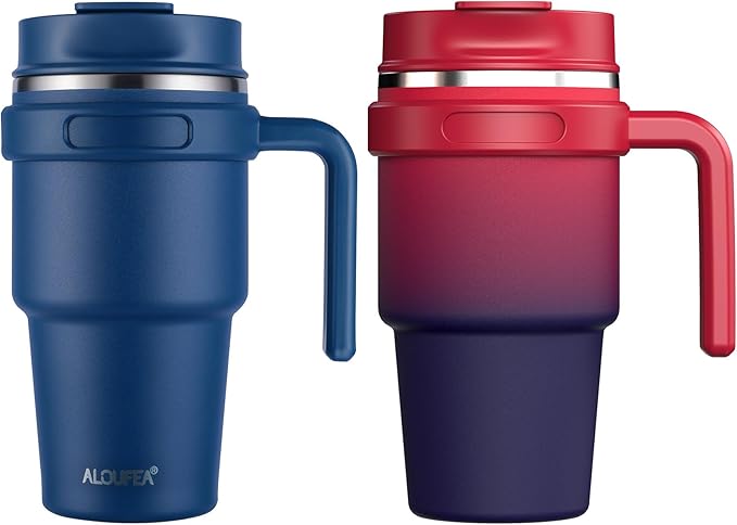 20 oz Insulated Travel Coffee Mug Tumbler by ALOUFEA