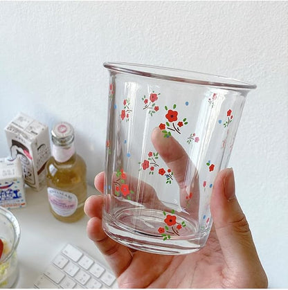 2 Pack 12 OZ Cute Floral Glass Cup French Drinking Glasses | Thick Sturdy - Image 5