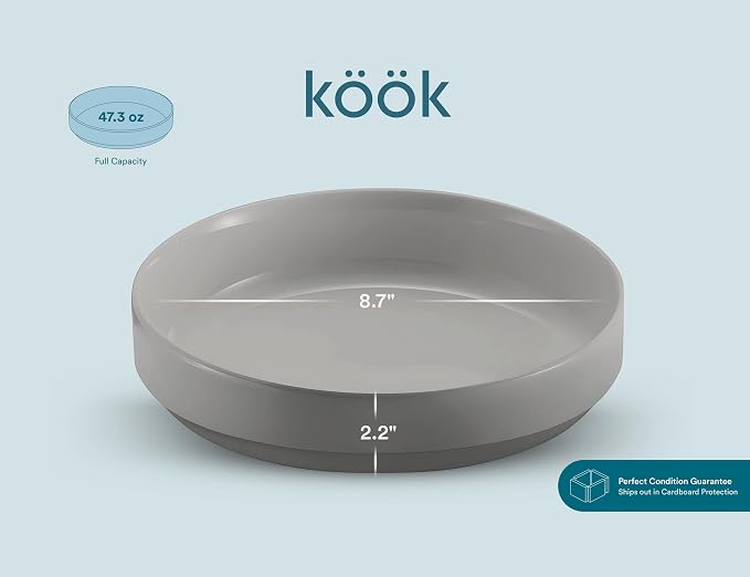 KooK Ceramic Large Pasta Bowls, Microwave and Dishwasher Safe, Shallow Serving - Image 7