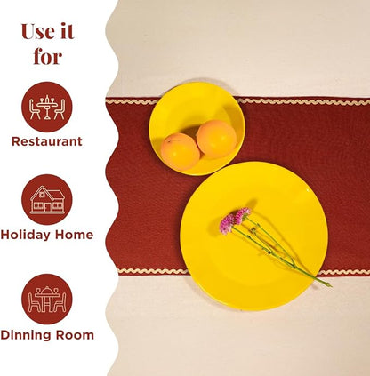 Folkulture Fall Table Runner 108 Inches Long | Burnt Orange Rick Rack | Table - Image 3