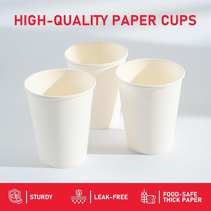 12 oz 1000 Pack Disposable Paper Coffee Cups, Hot Paper Cups, Thickened - Image 2