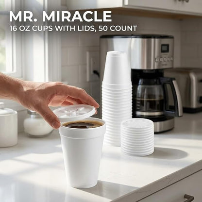 16 OZ Foam Cups With Lids for Hot & Cold Drinks, USA-Made 25-Pack.Ideal - Image 5