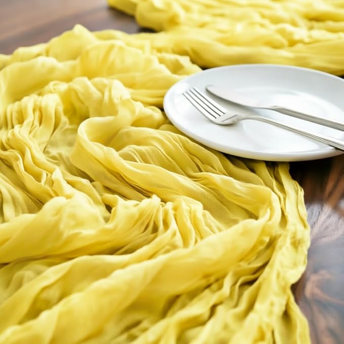 Yellow Cheesecloth Table Runner 160 Inches 14 Ft Gauze Table Runner | Summer - Image 4
