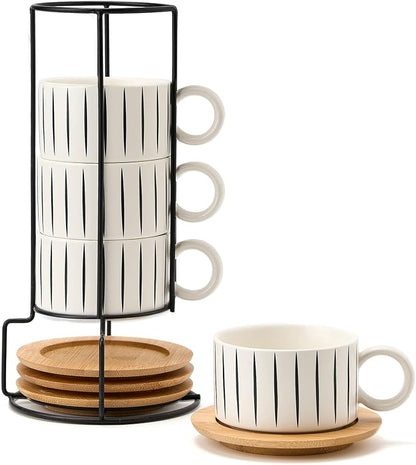 LUKA 6 Ounce Porcelain Stackable Espresso Cups by LUKA
