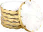 Set of 6 Real Marble Coasters with Golden Borders, decoratice White & Gold Coasters for Desk, Coffee Table | Thick & Heavy Aesthetic Coaster Set, 4 inch Dia (Gold)